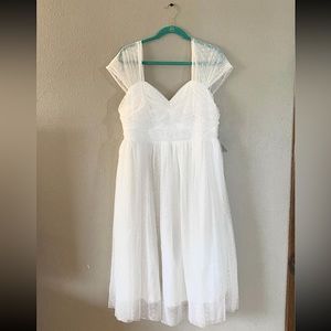 Torrid ivory dot mesh midi skater dress | sz 16
